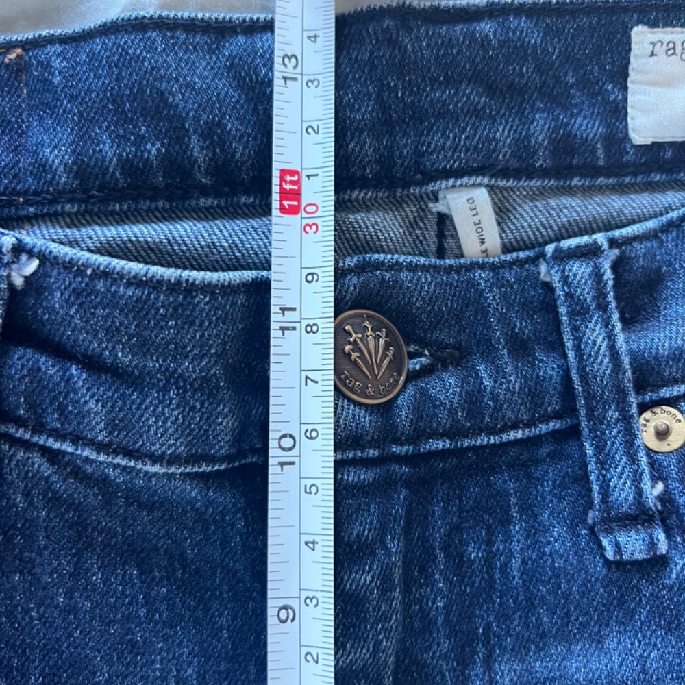 rag & bone Dark Blue Wide Leg Jeans - Picture 8 of 9